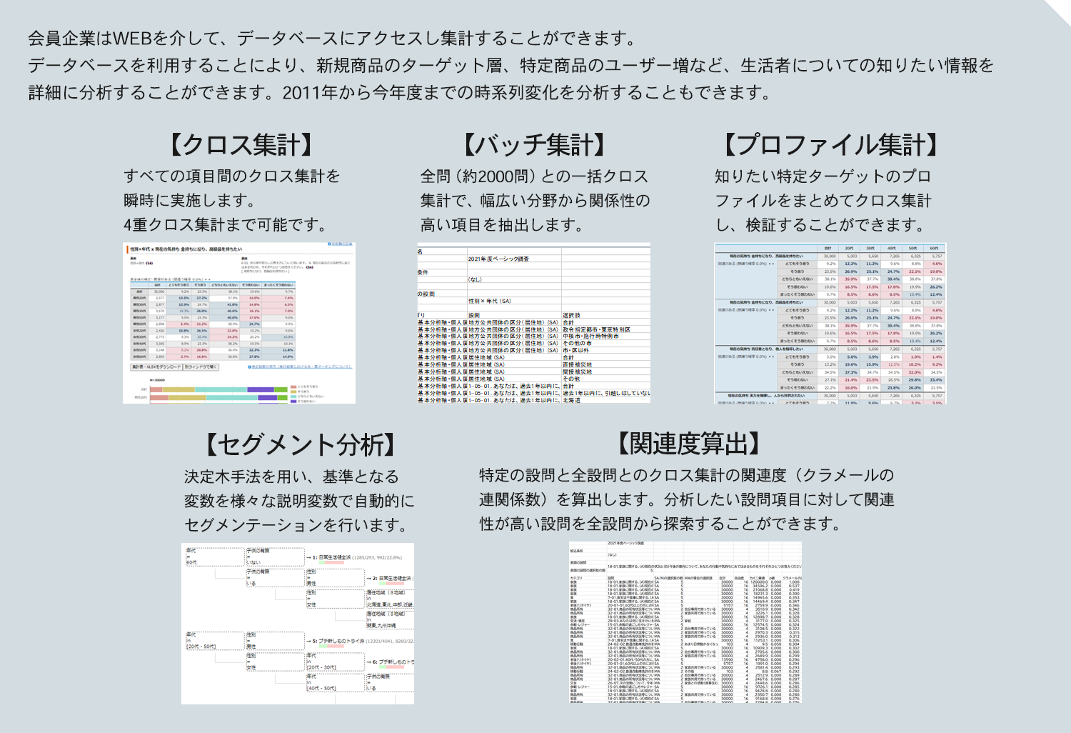 Mifの提供サービス アンケートパネルサービス Mif 生活者市場予測システム